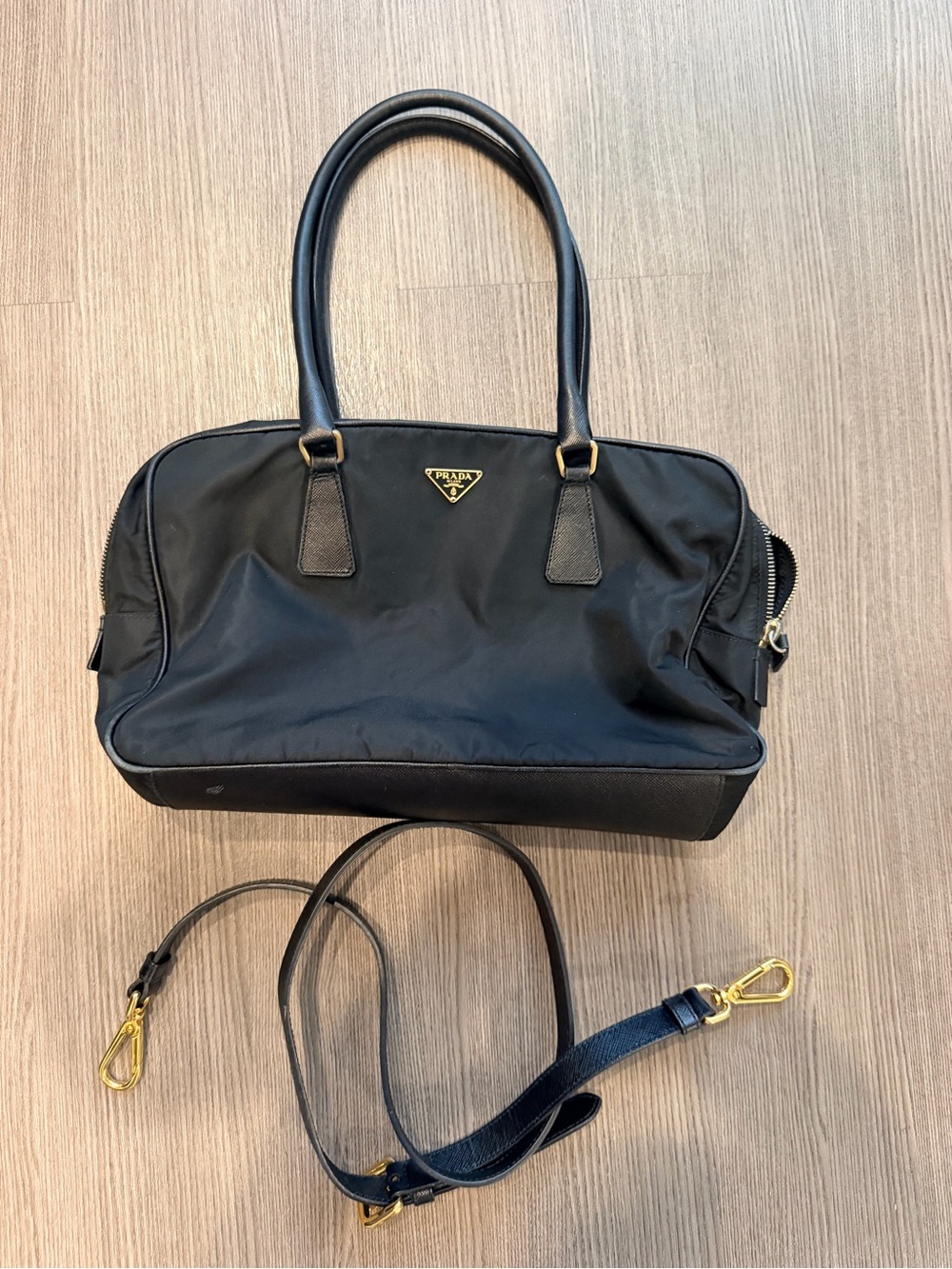 Prada Tessuto Bauletto Black Nylon and Leather Mini Tote Bag - Crossbod - Picture 8 of 9